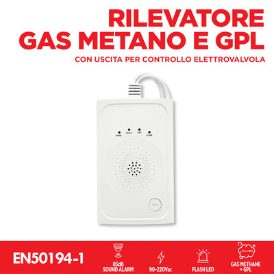 iSnatch Rilevatore di Gas Metano e GPL conforme alla normativa EN50194-1 con allarme sonoro 85db e visivo, sensore con durata di 5 anni per fughe di gas naturale, propano, butano