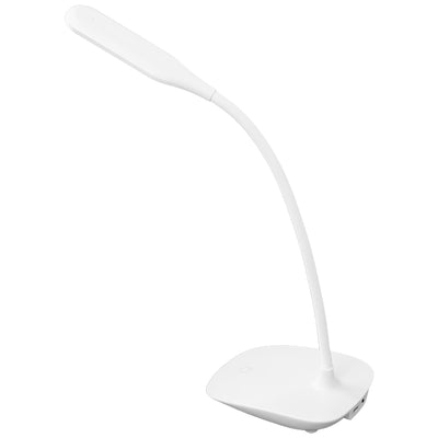 O.N Lampada LED da tavolo a batteria ricaricabile con collo snodabile a 360°, luce bianco caldo 3000K, lunga durata, interruttore touch con funzione dimmerabile da 80 a 330lm, senza fili, bianca, IP20