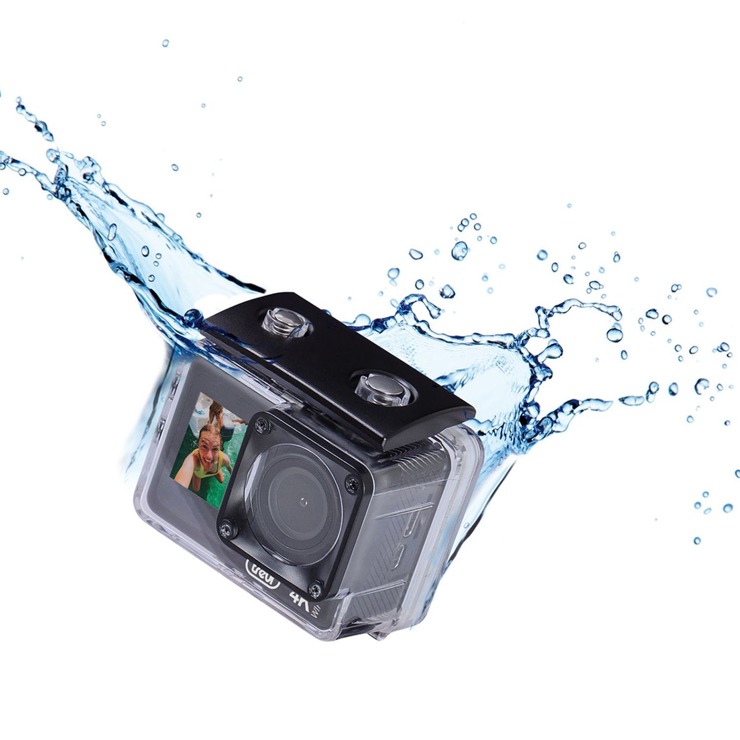 Trevi GO 2550 Videocamera Action Cam 4K Sport Camera Wi-Fi con Custodia Subacquea scafandro impermeabile fino a 30 metri, ripresa 145° doppio display TFT da 2" e frontale 1.33", slow motion 120fps,