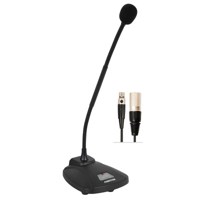 Fonestar Microfono da tavolo a condensatore unidirezionale professionale con interruttore, stelo flessibile, base microfonica da scrivania per conferenze, cavo bilanciato 5m, funzione PTT push to talk