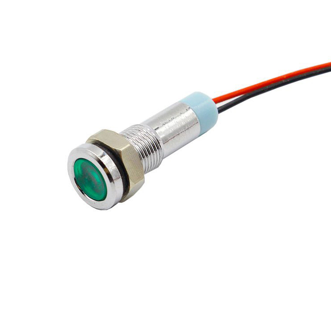 GBC Indicatore LED verde, indicatore luminoso in metallo, indicatore per pannello, luce di segnalazione, 220V, 7,6x20 mm