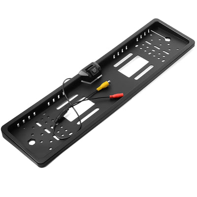 Alcapower Kit Portatarga con telecamera di retromarcia orientabile a colori, retrocamera videocamera reclinabile integrata nel supporto porta targa, impermeabile IP68, funzione mirror