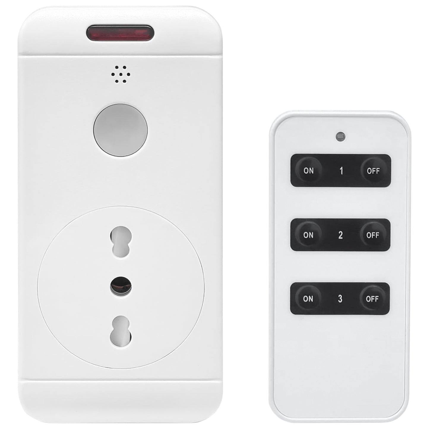 GBC Kit presa di corrente bipasso 220V telecomandata per controllo remoto con telecomando 433mHz, compatibile con spina 10A e 16A, portata max 30 metri, LED e pulsante interruttore integrato, bianco