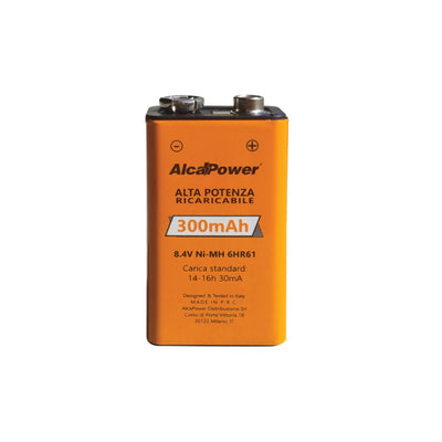 Alcapower Batteria Ricaricabile accumulatore NI-MH Quadro 9v 300mAh 202003