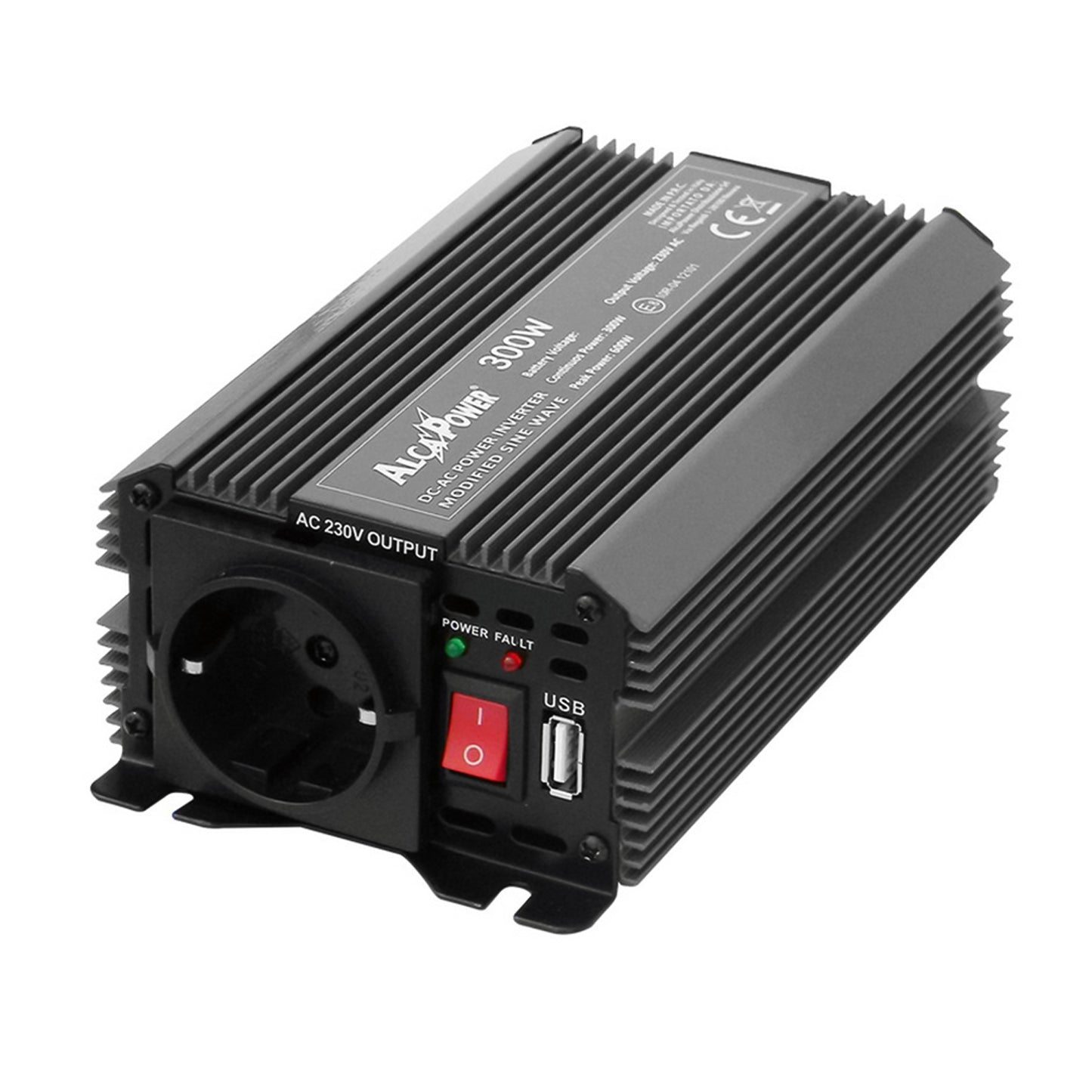 Alcapower Inverter Soft Start 300W Input 12V DC Out 230V AC, convertitore di corrente 912030