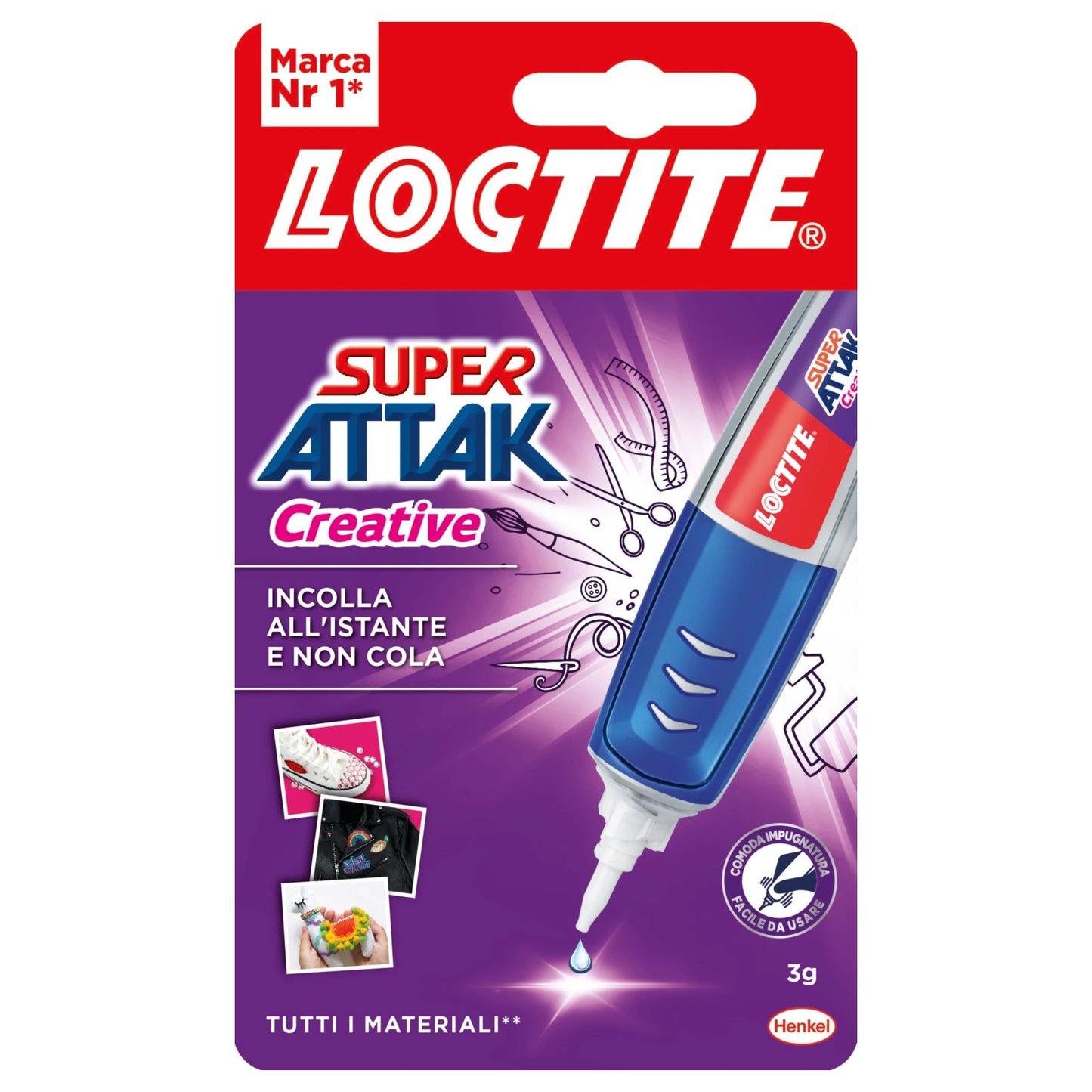 Loctite Super Attak Creative, transparent liquid glue with pen applicator, strong glue for easy and precise applications, 3g glue stick