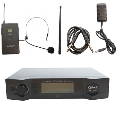 Karma Sistema wireless con microfono ad archetto, un trasmettitore bodypack e da una base ricevente UHF
