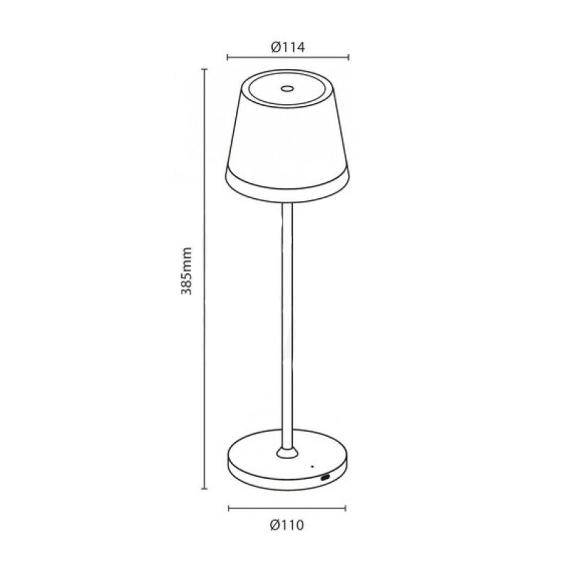 JOlight Lampada da tavolo LED a batteria ricaricabile, abajures nero in alluminio, interruttore touch, intensità luminosa dimmerabile