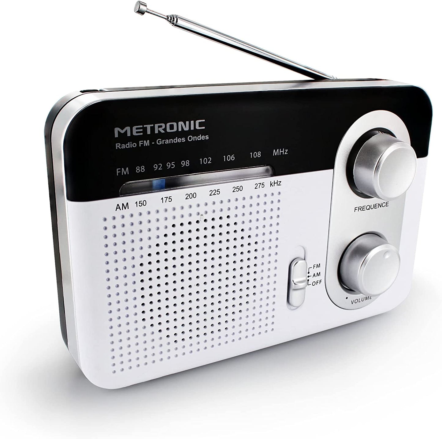 Metronic Radio portatile AM/FM, radio ad onde lunghe, uscita cuffie jack 3.5 mm