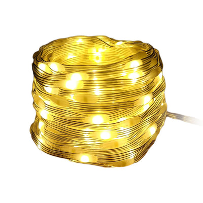 Decoled Outdoor String Lights 300 LED Yellow Light, LED Nano Bean IP44 Modular Christmas Lights, Waterproof Light Decorations, Transparent Cable