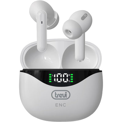 Trevi Bluetooth earphones, wireless headphones, environmental noise cancellation and rechargeable base