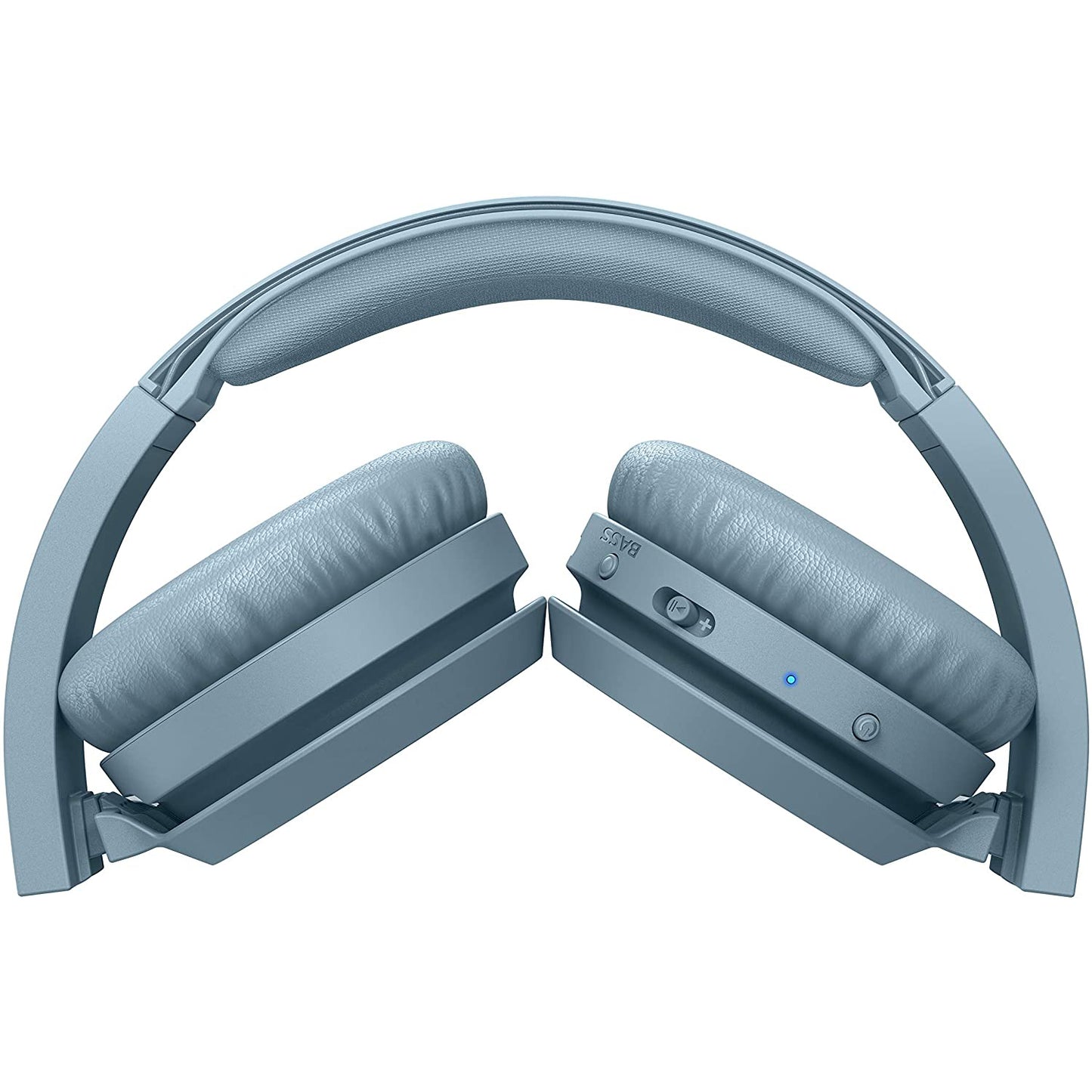 Philips TAH4205 Foldable Bluetooth 5.0 Headphones with Microphone, Bass Boost Button, 29 Hours Playtime, Fast Charging, Noise Suppression, Matte Blue