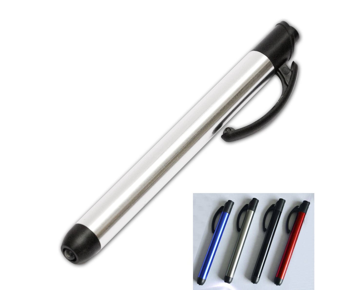 Rexer Penna led luminosa, torcia led portatile,15lm, pila notturna tascabile, 13x140mm, argento