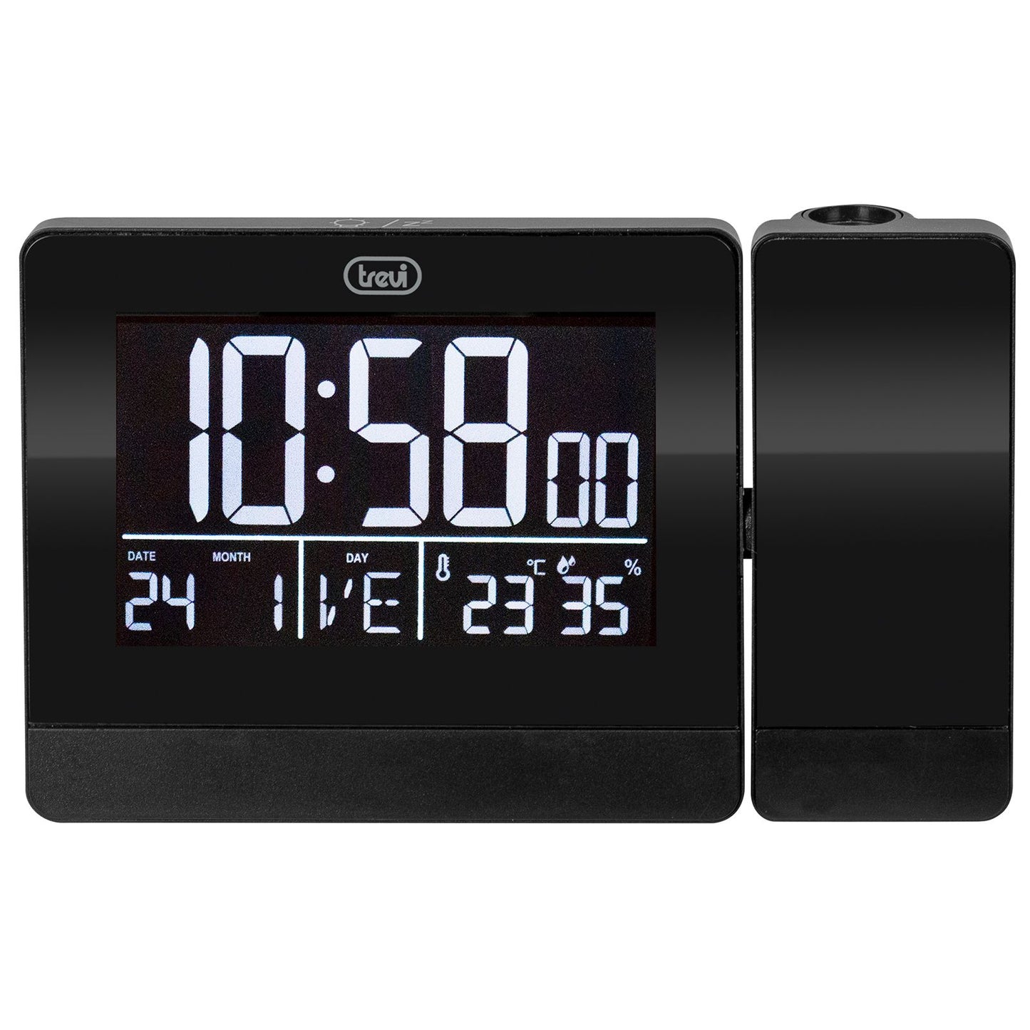 Trevi orologio con display grande e illuminazione bianca, sveglia con proiezione dell'orario, regolazione della rotazione fino a 90°