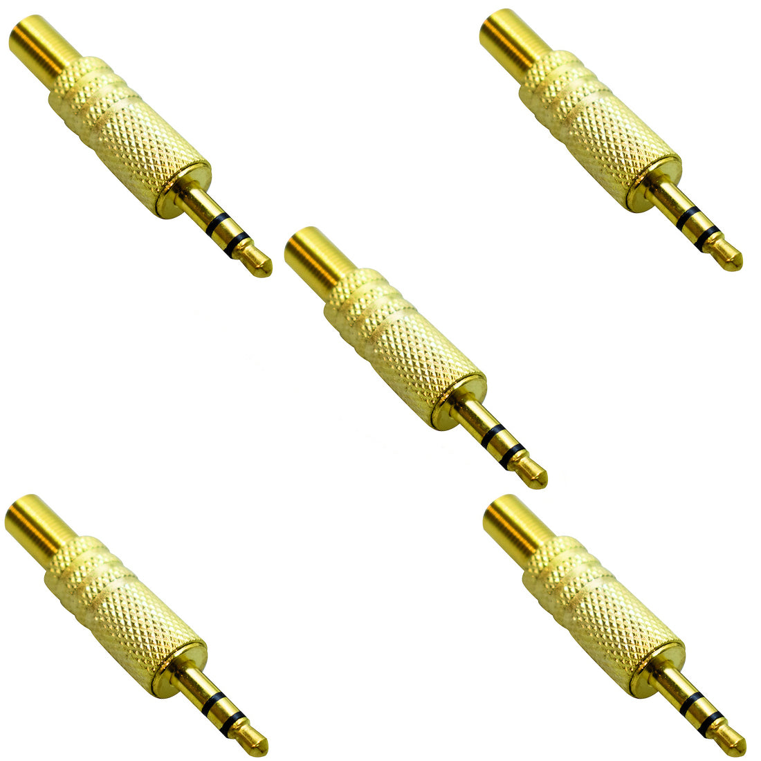 Connettore spina stereo 3,5 mm dorata con guidacavo 2 pezzi