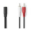 Nedis Stereo Audio Cable, 2 RCA Male and 1 3.5mm Female Cable, Stereo Audio Cable, 20cm