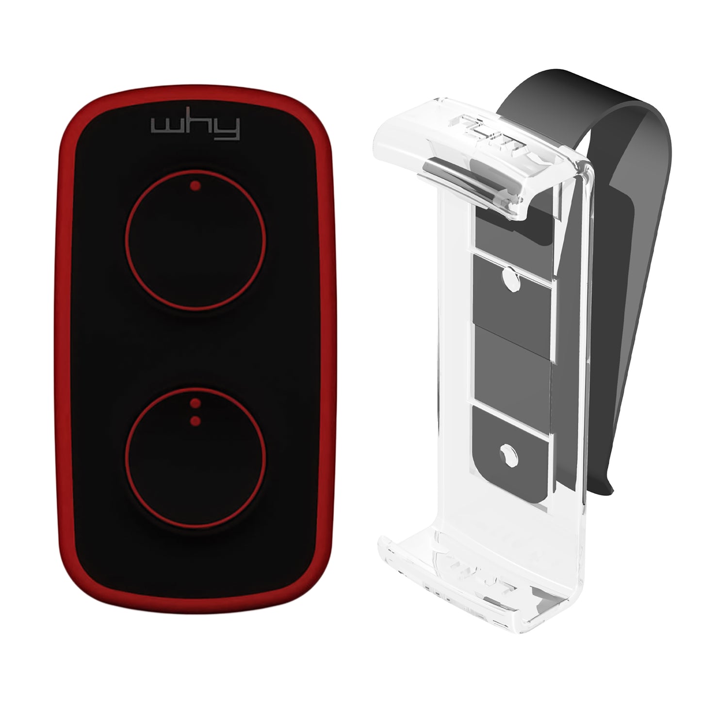 WHY EVO MINI Multi-frequency rolling code remote control from 280 to 868 MHz with Visor Clip, programmable self-learning gate opener, wide-range remote control with 4 buttons, vulcan red