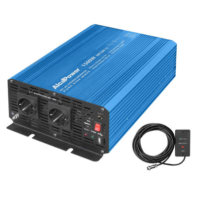 Alcapower Inverter Sinusoidale Onda Pura 1500W Inp. 12V DC Out 220V AC, convertitore di corrente