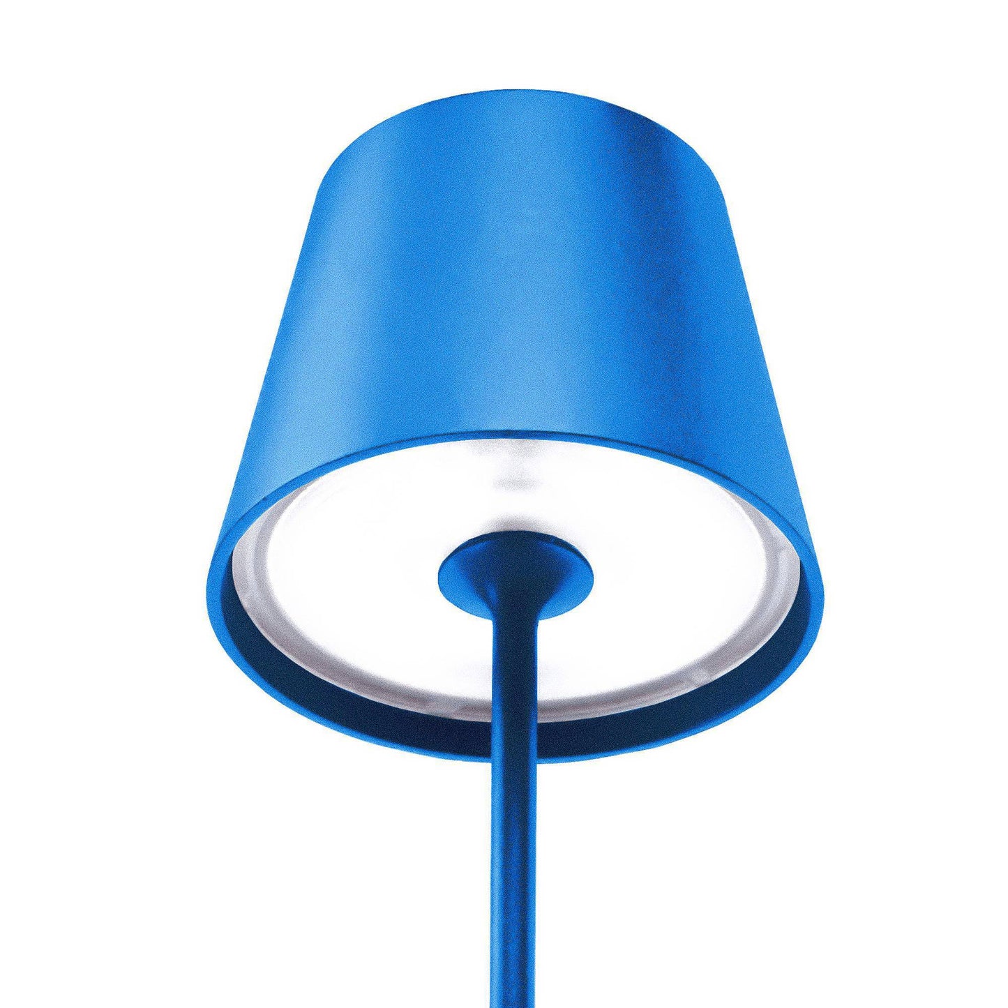 Kelù Chloé Mare Lampada da tavolo LED senza fili ricaricabile H38cm, dimmer touch 200 lumen, ricarica wireless, corpo in alluminio blu, durata 9 ore, IP54