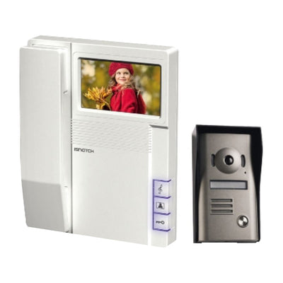 Isnatch Videocitofono a colori con monitor da 4,3", videocitofono monofamiliare, citofono con videocamera a 4 fili e serratura elettrica