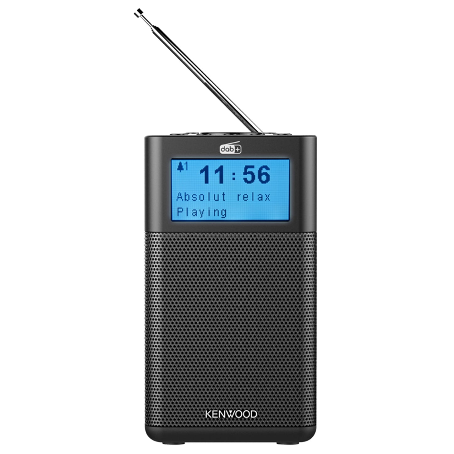 KENWOOD Radio portatile FM/DAB con display, altoparlante bluetooth con griglia in metallo, sorgente aux con jack 3,5mm, funzione sveglia integrata