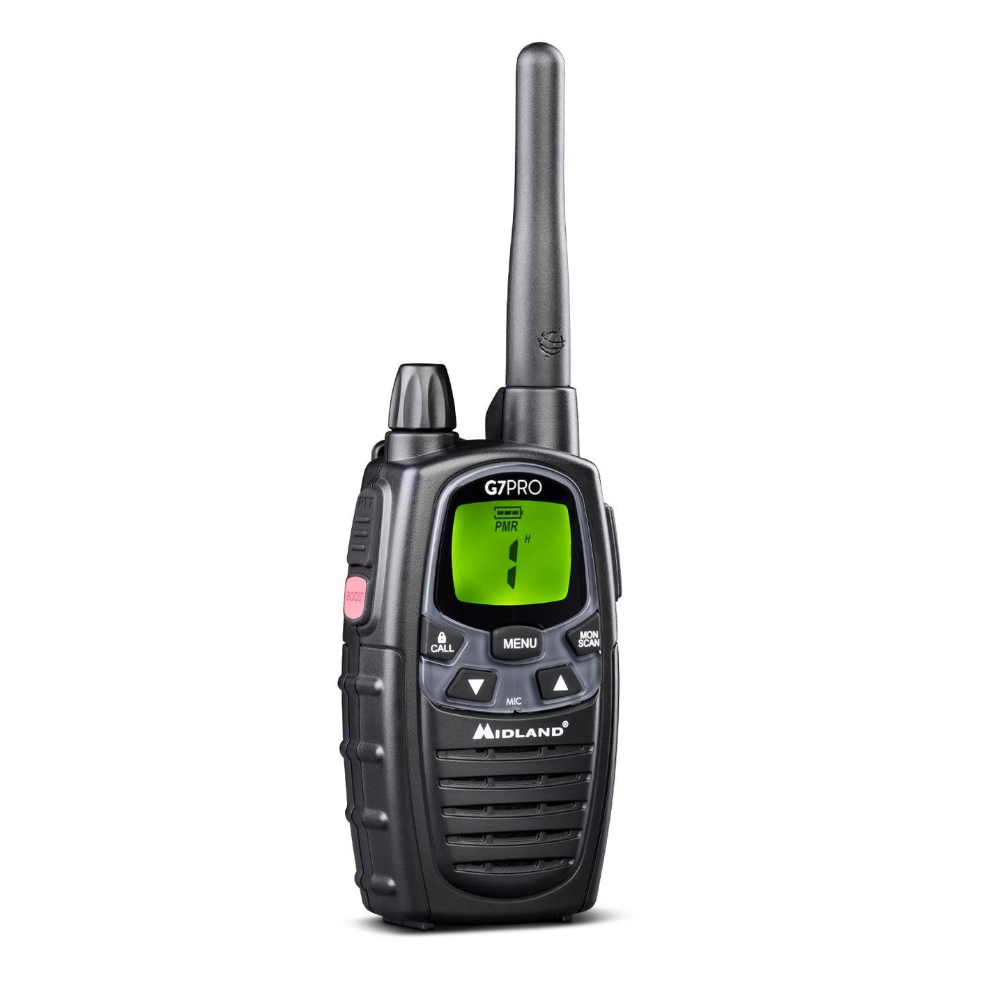 Midland Ricetrasmettitore portatile, ricetrasmittente G7 Pro, walkie talkie con 16 canali e display LCD