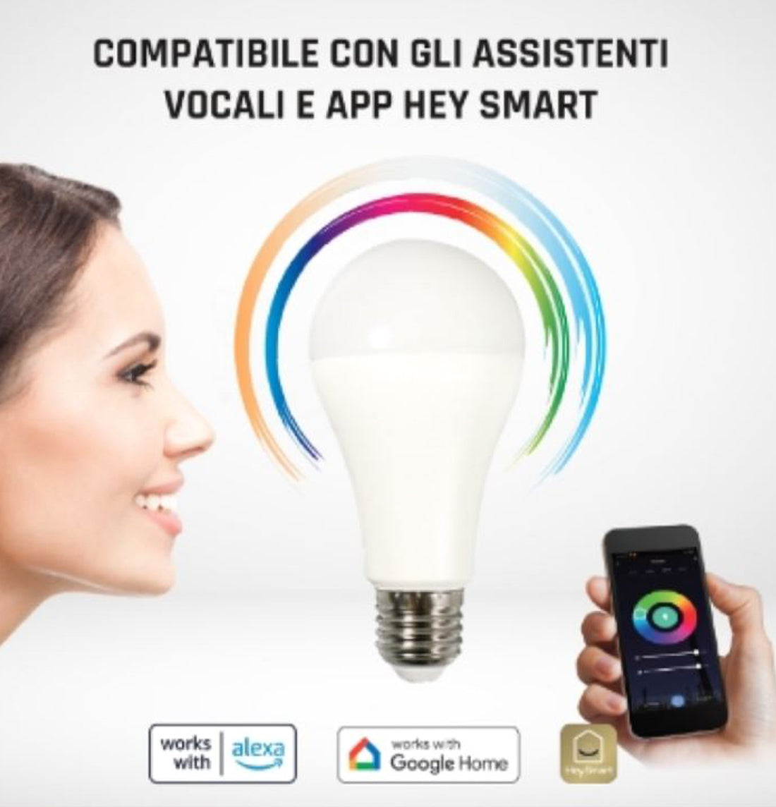 O.N Lampadina smart Wifi led, lampadina led dimmerabile tramite app, controllo vocale Amazon Alexa e Google Home, lampadina E27, 1400 lm