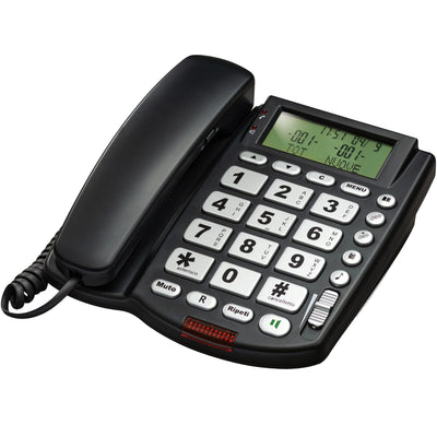 Saiet Telefono con filo multifunzione, telefono fisso con tasti grandi e ampio display con identificativo chiamate