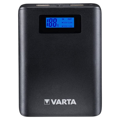 Varta 7800mAh Power bank with LED display for charging status indication, Li-Ion portable charger with Micro USB port, anthracite color