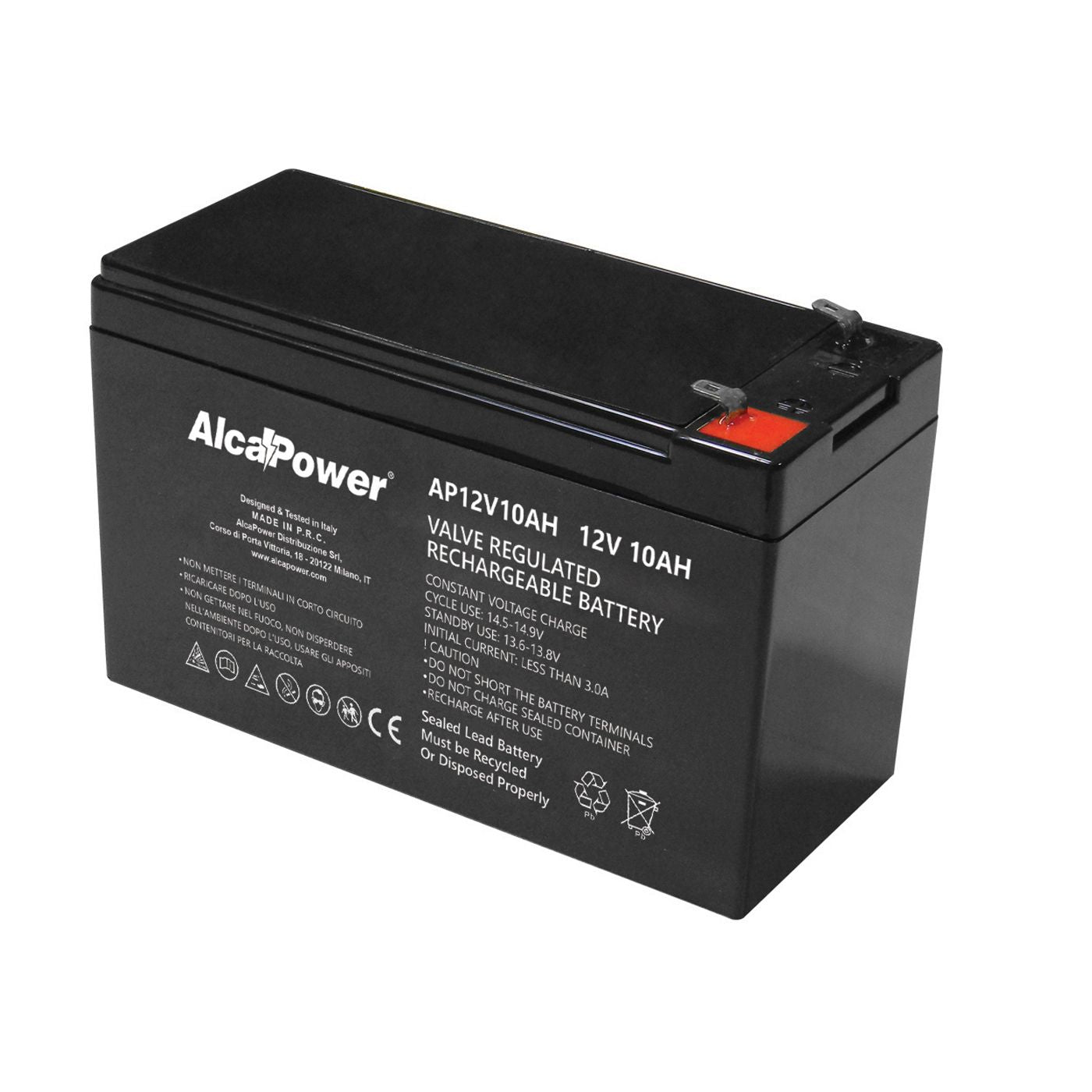 Alcapower Pila 10Ah, batteria Ricaricabile Ermetica 12V, 151x65xH94 mm
