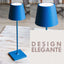 Kelù Chloé Mare Lampe de table LED sans fil rechargeable H38cm, variateur tactile 200 lumen, recharge sans fil, corps en aluminium bleu, durée 9 heures, IP54