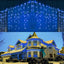 GESCO Outdoor light curtain 9m, 200 blue LED lights with flash, Christmas decorative LED lights, home lighting, light garland