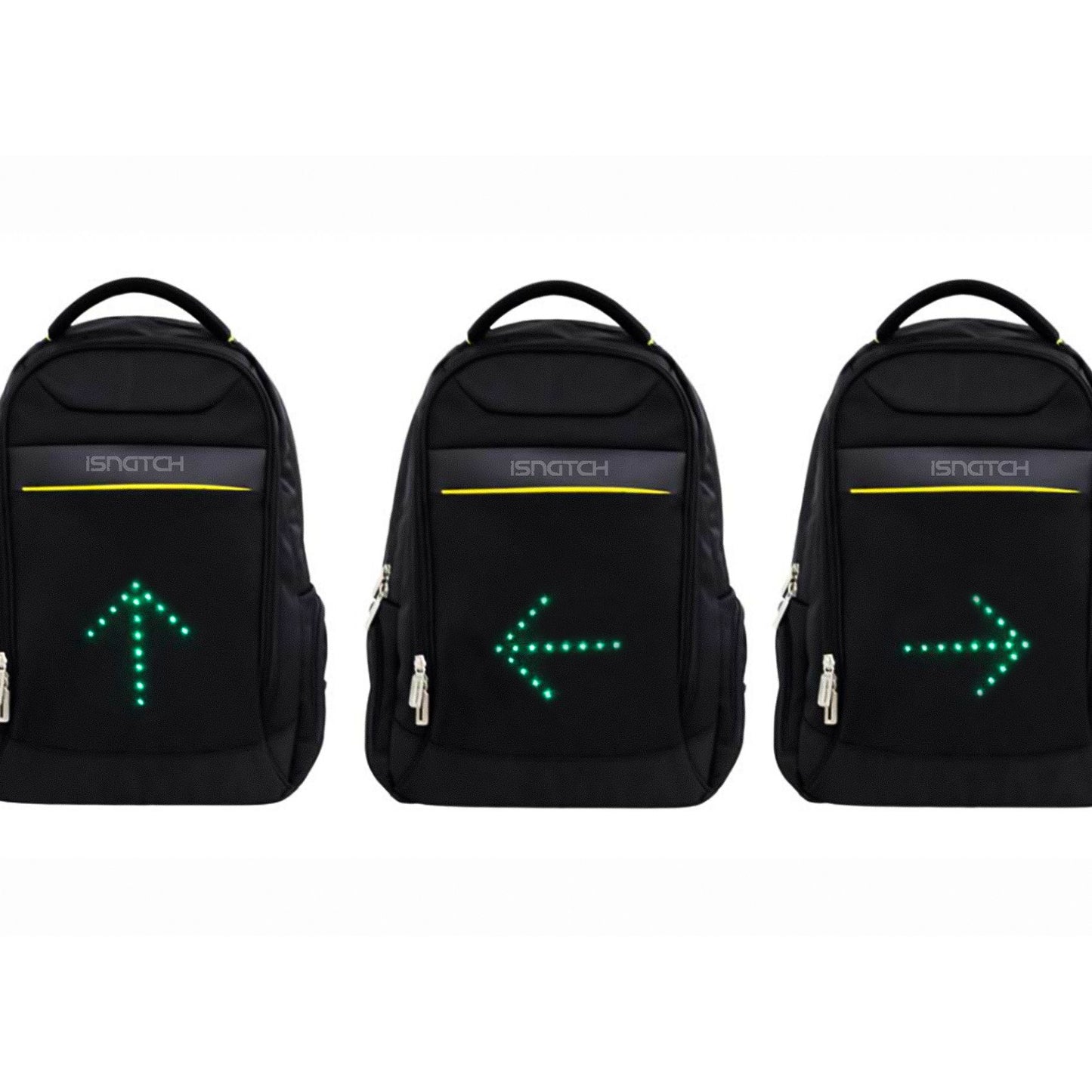 iSnatch Sac à dos léger pour ordinateur portable 20 L avec clignotant LED, sac à dos avec signal lumineux pour la nuit, vélo, moto et scooter électrique