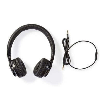 Nedis Wired Headphones, Open-Ear Headphones, Foldable, 1.2m Detachable Cable, Black