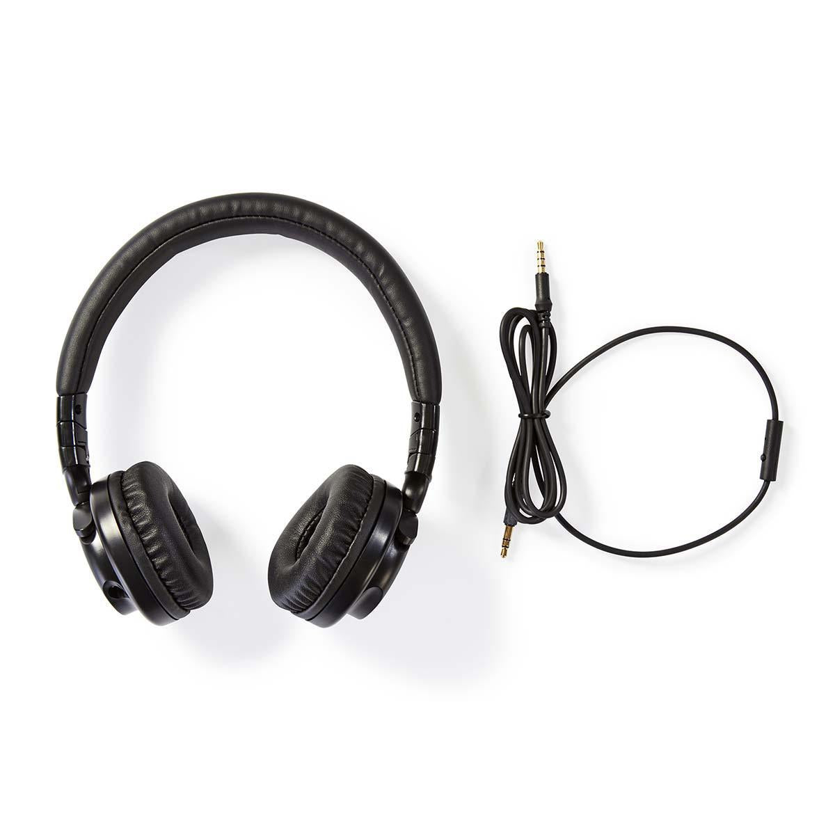 Nedis Wired Headphones, Open-Ear Headphones, Foldable, 1.2m Detachable Cable, Black