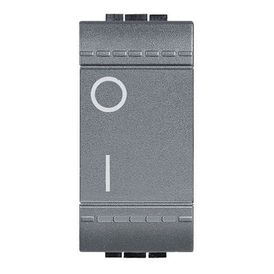 Bticino 2P 16 Ax 250 Vac switch, rocker button, on and off button, anthracite colour, living series