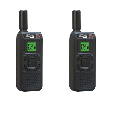 POLMAR Pair of 16-channel professional walkie talkie micro radio transceivers with USB cable free use