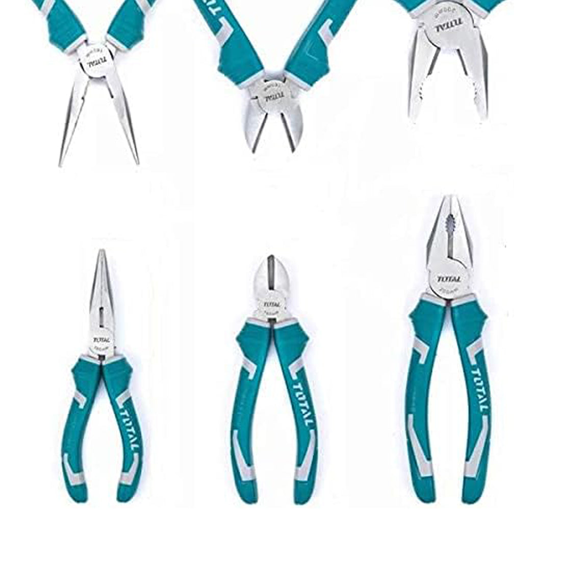 TOTAL Set of 3 professional pliers, long nose pliers, wire cutters and combined pliers