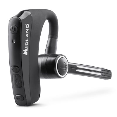 Midland C1251 Dual Bluetooth Headset, earphone with built-in PTT for hands-free communication, mono headset with headband microphone, noise cancellation