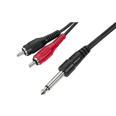 Monacor Cavo jack mono 6,3 mm a 2xRCA maschio per strumenti musicali di ogni tipo, cavo RCA