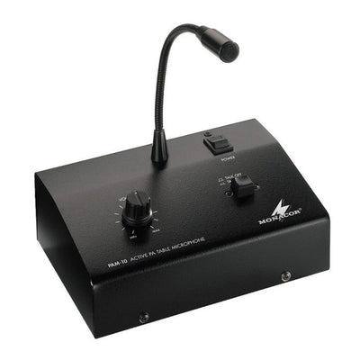 Monacor PA Amplifier with Zone Paging Microphone, with Talk Button and Volume Control