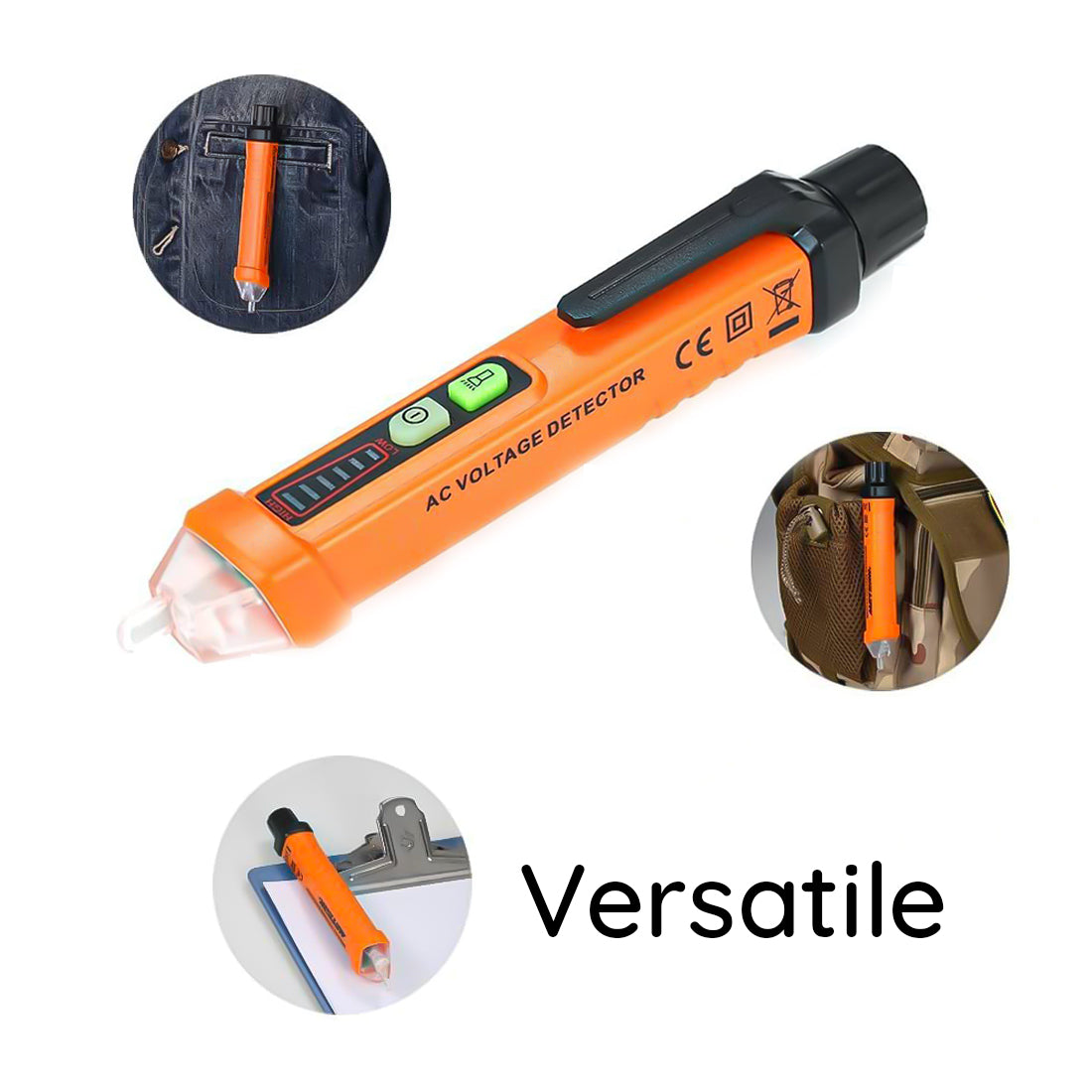 Elcart Rilevatore di tensione AC senza contatto, penna cercafase con led, strumento per verificare la presenza di tensione, tester corrente elettrica