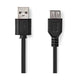 Câble USB NEDIS, rallonge USB-A mâle vers femelle, câble USB 2.0 20 cm