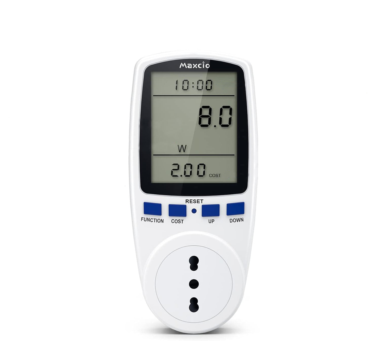 GBC Electrical Consumption Meter, Current Meter with LCD Screen, 16A Italian Plug, Backlight, Power Meter with Overload Protection