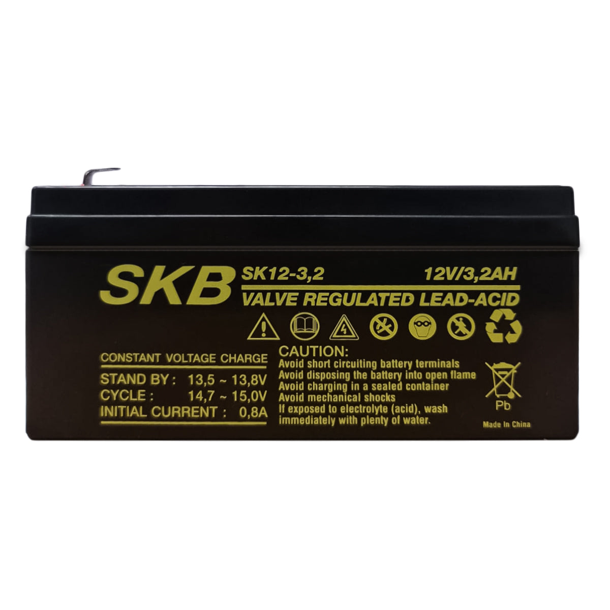 SKB Lead acid battery SK12-3.2 rechargeable battery 12V 3.2AH SK series, AGM flat plate technology regulated with valve