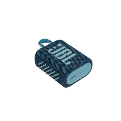 JBL GO 3 Enceinte Bluetooth portable, boîtier d'enceintes sans fil au design compact, résistant à l'eau et à la poussière IPX67, jusqu'à 5 h d'autonomie, USB, bleu