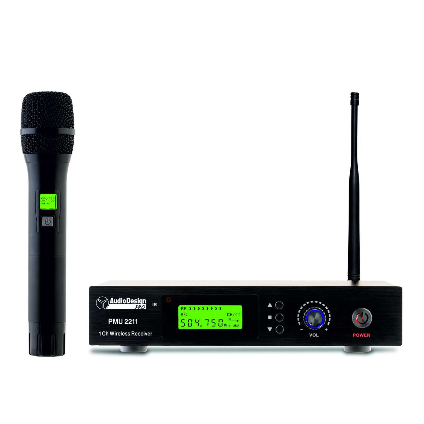 AudioDesign PRO PMU 2211 Set centralina e microfono a gelato UHF, kit radiomicrofono palmare professionale, microfono wireless con body pack