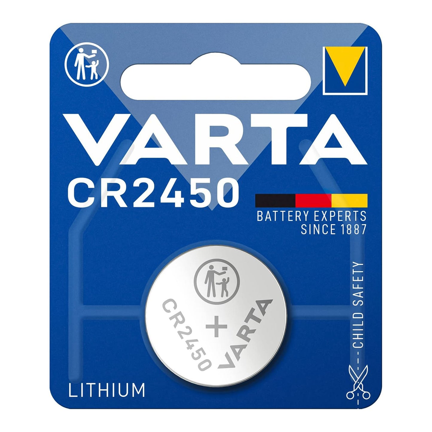 VARTA CR2450 Lithium coin cell battery 3V, flat cell, specialist, diameter 24.5mm