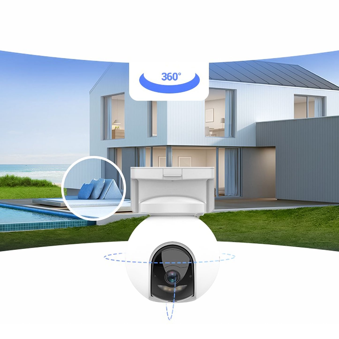 Ezviz HB8 2K Battery Powered Wi-Fi Motorized Camera, 2K Resolution, Night Vision, Waterproof Smart Home Camera, 360 Vision