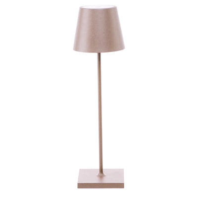 Kelù Chloé Ivory Lampada da tavolo LED senza fili ricaricabile H38cm, dimmer touch 200 lumen, ricarica wireless, corpo in alluminio avorio, durata 9 ore, IP54